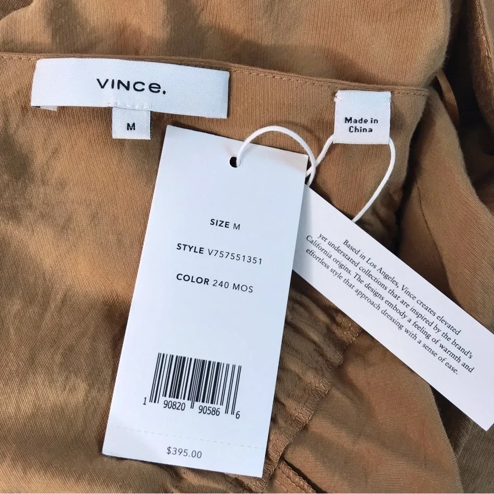 VINCE Cross-back Sleeveless Midi dress Caramel Brown M Size Medium New With Tags - Picture 7 of 16